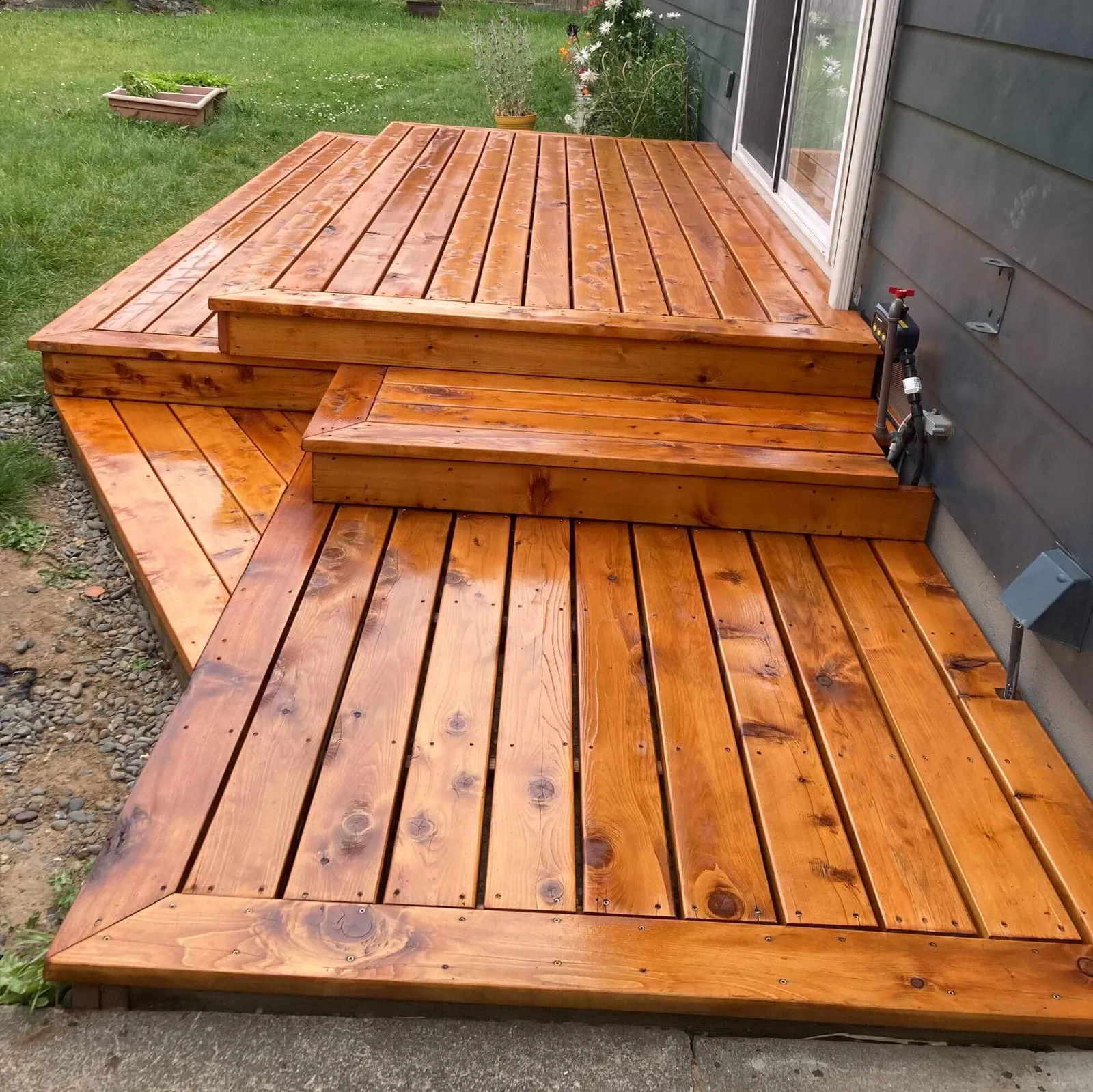 furnished stained wooden stairs