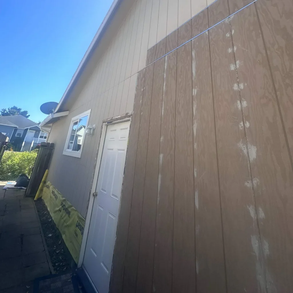 house with repaired siding